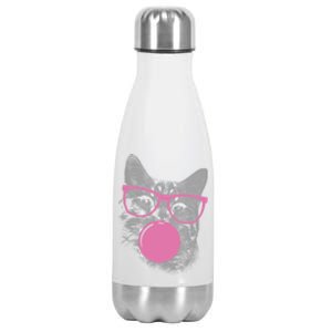 Cat Blowing Bubble Gum Stainless Steel Insulated Water Bottle