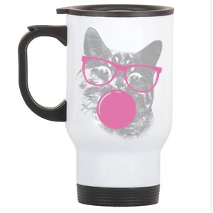 Cat Blowing Bubble Gum Stainless Steel Travel Mug