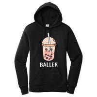 Cute Baller Boba Tea Bubble Tea Anime Kawaii Neko Women's Pullover Hoodie