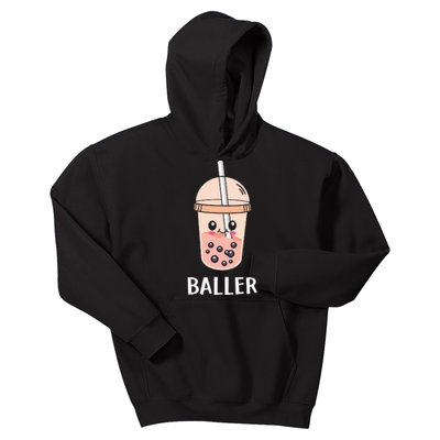 Cute Baller Boba Tea Bubble Tea Anime Kawaii Neko Kids Hoodie