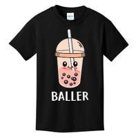 Cute Baller Boba Tea Bubble Tea Anime Kawaii Neko Kids T-Shirt