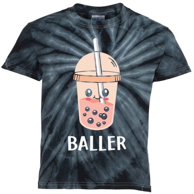 Cute Baller Boba Tea Bubble Tea Anime Kawaii Neko Kids Tie-Dye T-Shirt