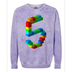 Cute Block Building 5th Birthday Gift 5 Years Old b.o.y.s Girls Colorblast Crewneck Sweatshirt