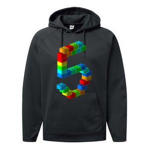 Cute Block Building 5th Birthday Gift 5 Years Old b.o.y.s Girls Performance Fleece Hoodie