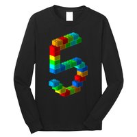 Cute Block Building 5th Birthday Gift 5 Years Old b.o.y.s Girls Long Sleeve Shirt