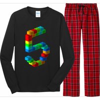 Cute Block Building 5th Birthday Gift 5 Years Old b.o.y.s Girls Long Sleeve Pajama Set