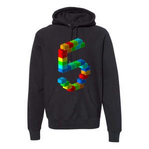 Cute Block Building 5th Birthday Gift 5 Years Old b.o.y.s Girls Premium Hoodie