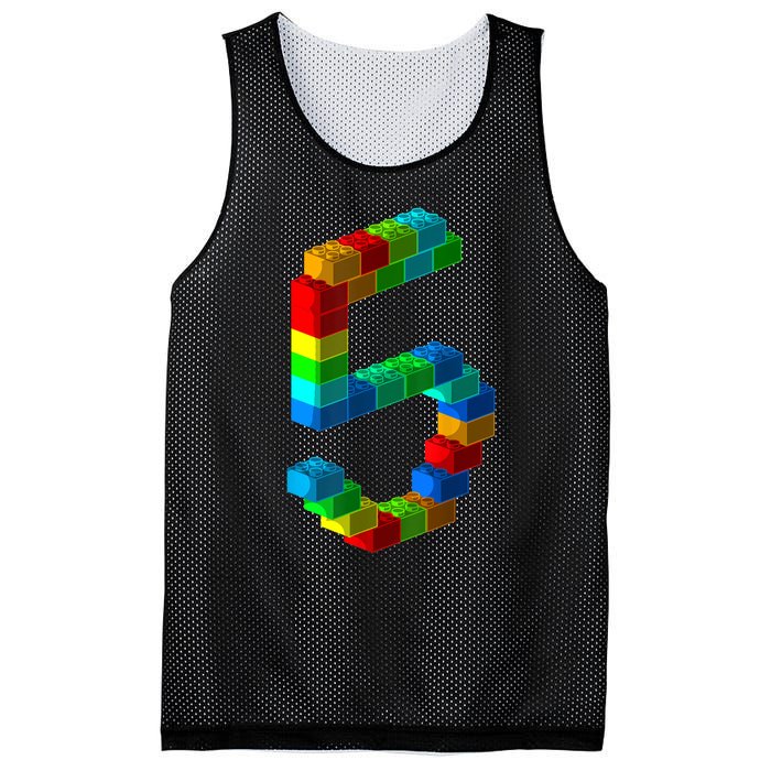 Cute Block Building 5th Birthday Gift 5 Years Old b.o.y.s Girls Mesh Reversible Basketball Jersey Tank