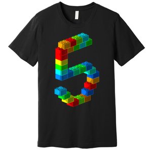 Cute Block Building 5th Birthday Gift 5 Years Old b.o.y.s Girls Premium T-Shirt