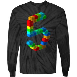 Cute Block Building 5th Birthday Gift 5 Years Old b.o.y.s Girls Tie-Dye Long Sleeve Shirt