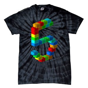 Cute Block Building 5th Birthday Gift 5 Years Old b.o.y.s Girls Tie-Dye T-Shirt