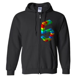 Cute Block Building 5th Birthday Gift 5 Years Old b.o.y.s Girls Full Zip Hoodie