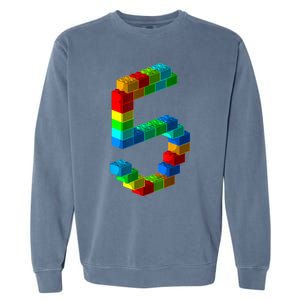 Cute Block Building 5th Birthday Gift 5 Years Old b.o.y.s Girls Garment-Dyed Sweatshirt