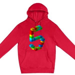 Cute Block Building 5th Birthday Gift 5 Years Old b.o.y.s Girls Premium Pullover Hoodie