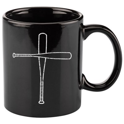 Cross Baseball Bats Christian Faith Sports Coach Pitcher 11oz C Handle Ceramic Mug