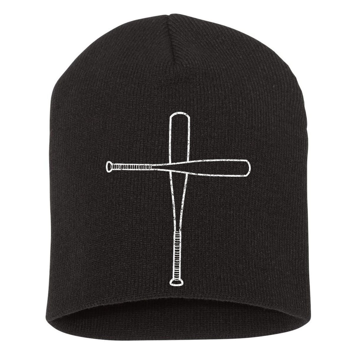 Cross Baseball Bats Christian Faith Sports Coach Pitcher Short Acrylic Beanie