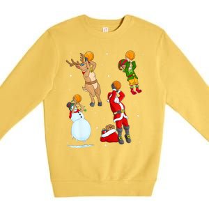 Christmas Basketball Ball Santa Hat Xmas Sport Cool Gift Premium Crewneck Sweatshirt