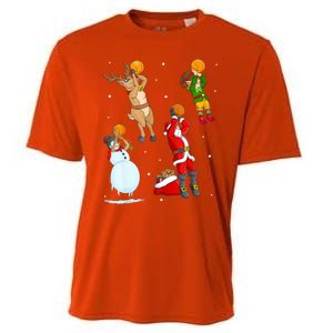 Christmas Basketball Ball Santa Hat Xmas Sport Cool Gift Cooling Performance Crew T-Shirt