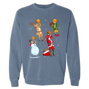 Christmas Basketball Ball Santa Hat Xmas Sport Cool Gift Garment-Dyed Sweatshirt