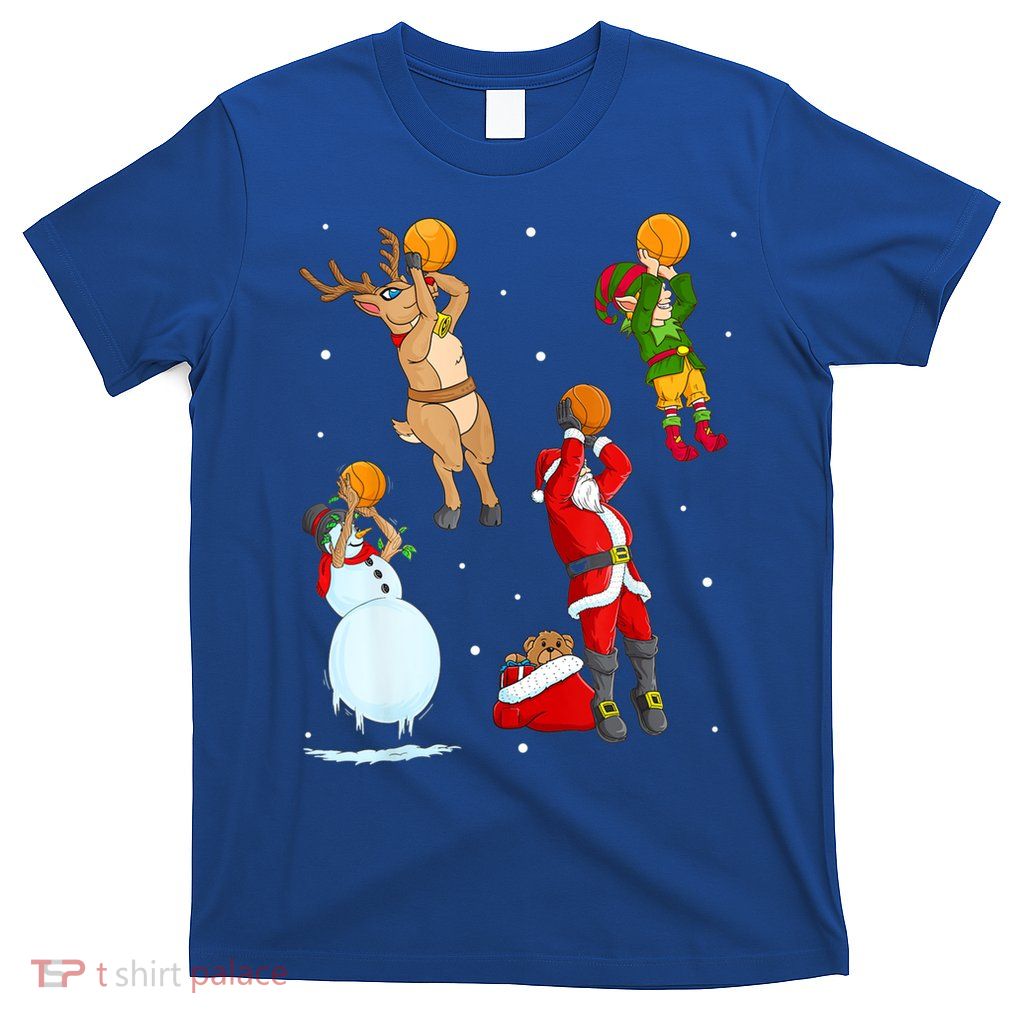 Christmas Basketball Ball Santa Hat Xmas Sport Cool Gift T-Shirt