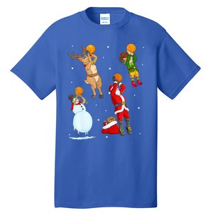 Christmas Basketball Ball Santa Hat Xmas Sport Cool Gift Tall T-Shirt