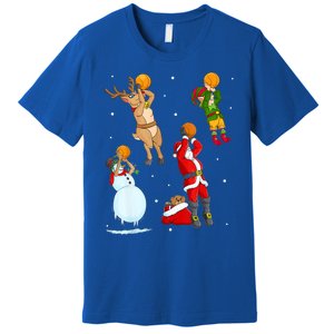 Christmas Basketball Ball Santa Hat Xmas Sport Cool Gift Premium T-Shirt