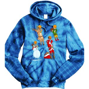 Christmas Basketball Ball Santa Hat Xmas Sport Cool Gift Tie Dye Hoodie