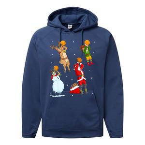 Christmas Basketball Ball Santa Hat Xmas Sport Cool Gift Performance Fleece Hoodie