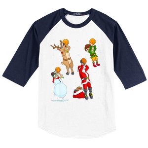 Christmas Basketball Ball Santa Hat Xmas Sport Cool Gift Baseball Sleeve Shirt