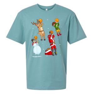 Christmas Basketball Ball Santa Hat Xmas Sport Cool Gift Sueded Cloud Jersey T-Shirt