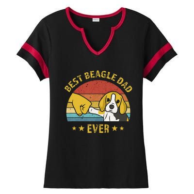 Cute Best Beagle Dad Ever Vintage Puppy Lover Retro Design Ladies Halftime Notch Neck Tee