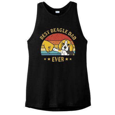 Cute Best Beagle Dad Ever Vintage Puppy Lover Retro Design Ladies PosiCharge Tri-Blend Wicking Tank