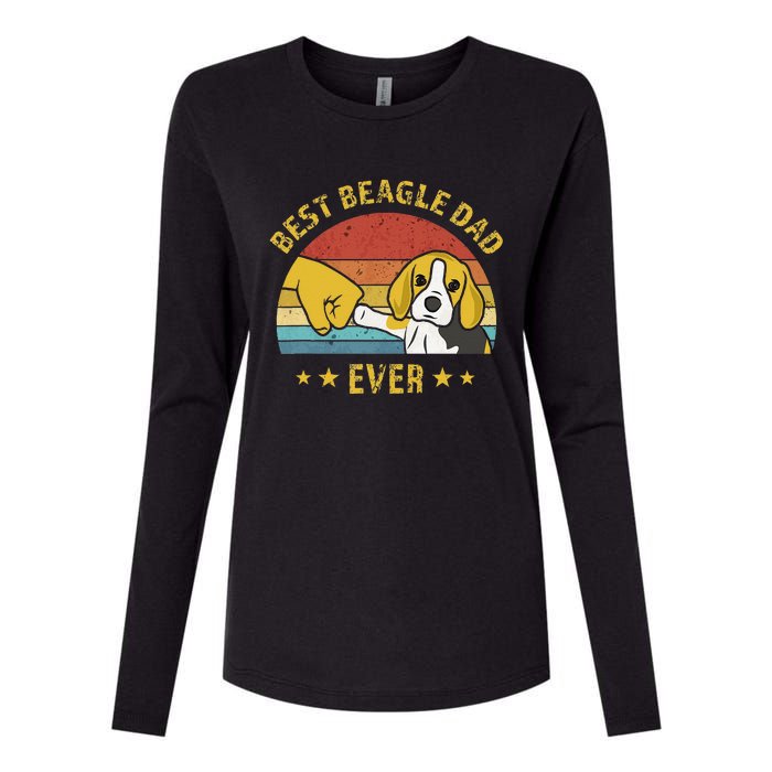 Cute Best Beagle Dad Ever Vintage Puppy Lover Retro Design Womens Cotton Relaxed Long Sleeve T-Shirt