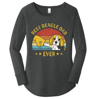 Cute Best Beagle Dad Ever Vintage Puppy Lover Retro Design Women's Perfect Tri Tunic Long Sleeve Shirt