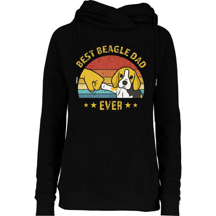 Cute Best Beagle Dad Ever Vintage Puppy Lover Retro Design Womens Funnel Neck Pullover Hood