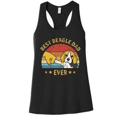 Cute Best Beagle Dad Ever Vintage Puppy Lover Retro Design Women's Racerback Tank