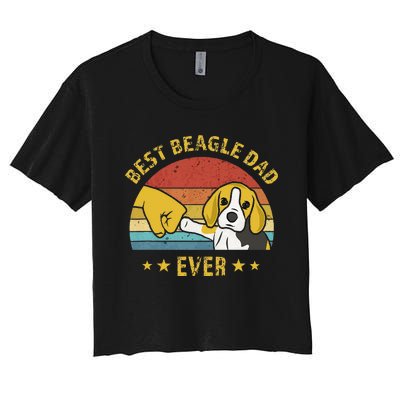 Cute Best Beagle Dad Ever Vintage Puppy Lover Retro Design Women's Crop Top Tee