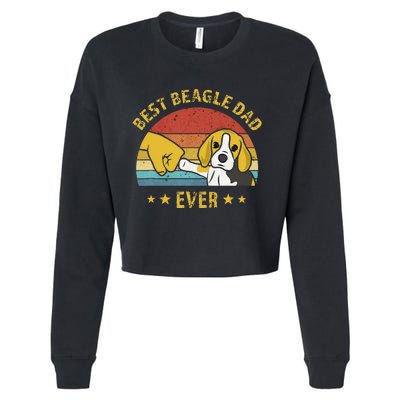 Cute Best Beagle Dad Ever Vintage Puppy Lover Retro Design Cropped Pullover Crew