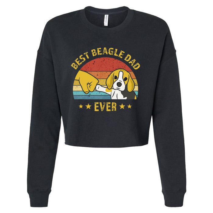 Cute Best Beagle Dad Ever Vintage Puppy Lover Retro Design Cropped Pullover Crew