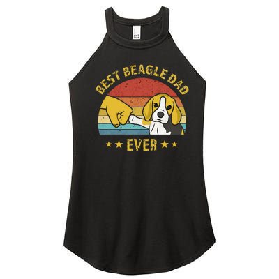 Cute Best Beagle Dad Ever Vintage Puppy Lover Retro Design Women's Perfect Tri Rocker Tank