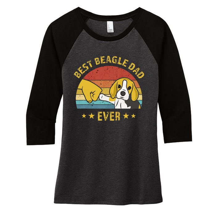 Cute Best Beagle Dad Ever Vintage Puppy Lover Retro Design Women's Tri-Blend 3/4-Sleeve Raglan Shirt