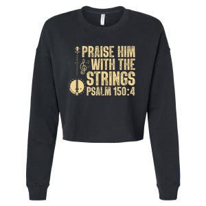 Cool Banjo Bluegrass Music Art For Men Women Worship Leader Cropped Pullover Crew