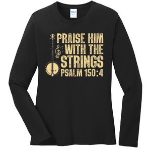 Cool Banjo Bluegrass Music Art For Men Women Worship Leader Ladies Long Sleeve Shirt