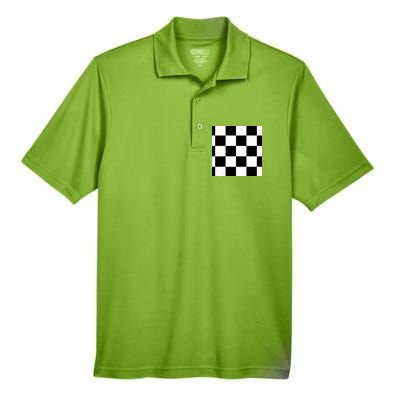 Chess Board Black And White Checkered Men's Origin Performance Piqué Polo