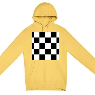 Chess Board Black And White Checkered Premium Pullover Hoodie