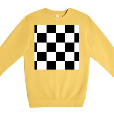 Chess Board Black And White Checkered Premium Crewneck Sweatshirt