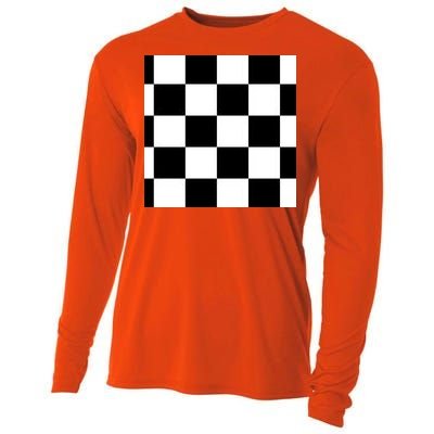 Chess Board Black And White Checkered Cooling Performance Long Sleeve Crew