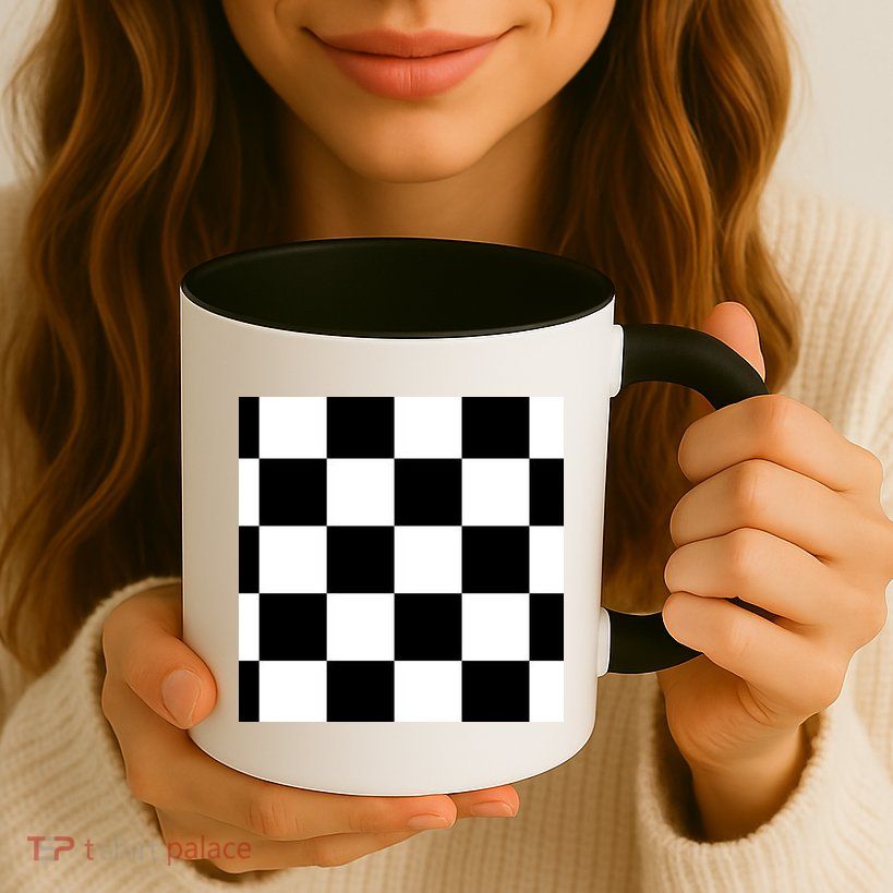 Chess Board Black And White Checkered Mug