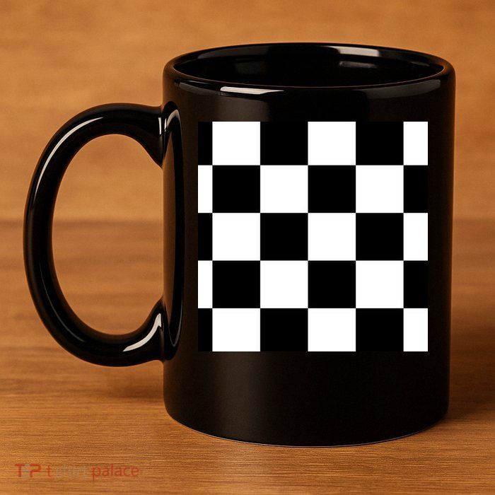 Chess Board Black And White Checkered 11oz C Handle Ceramic Mug