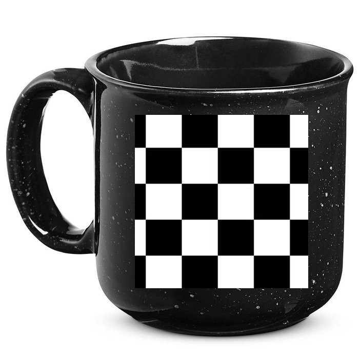 Chess Board Black And White Checkered 15oz Campfire Ceramic Mug